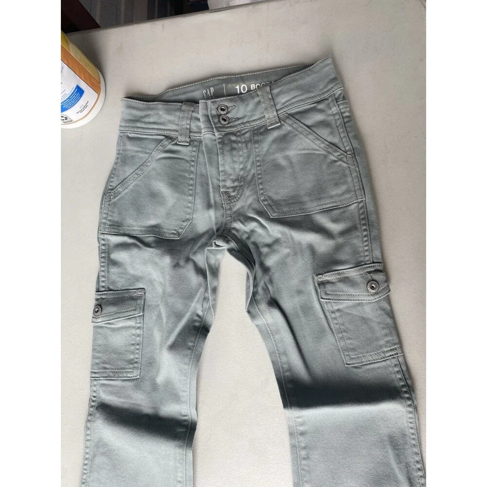 GAP Kids 10 Low Rise Bootcut Cargo Jeans Sage Green NWT